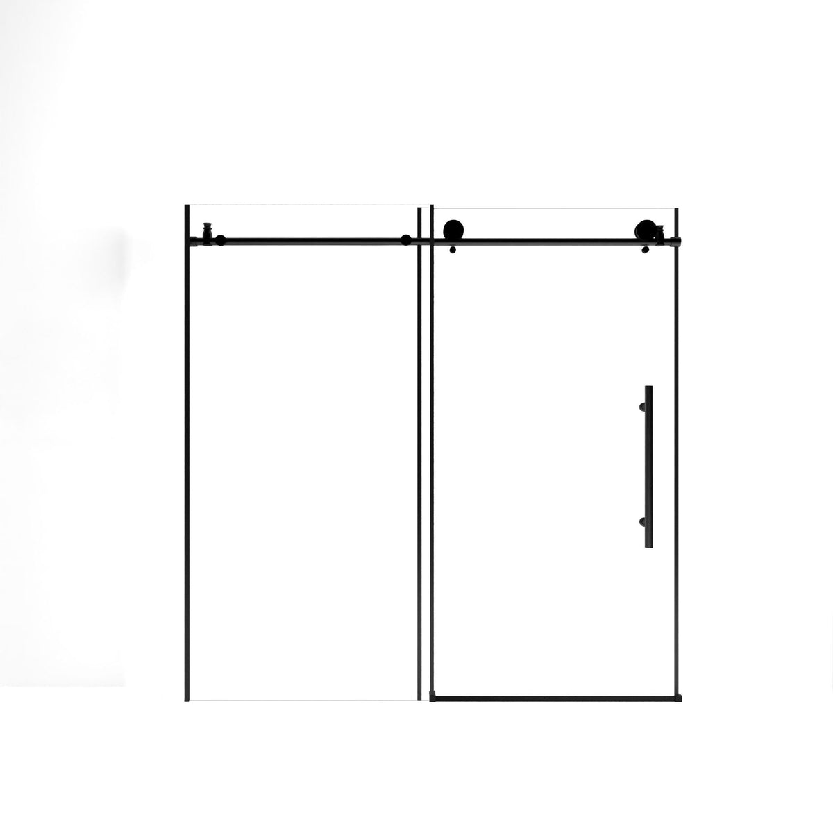 Frameless Shower Door with Tempered Glass - Black