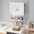 Arched Glass Double Door Wardrobe with Shatterproof Mirror - Black or White