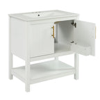 Elegant Bathroom Vanity with Ceramic Sink and Storage - White or Green