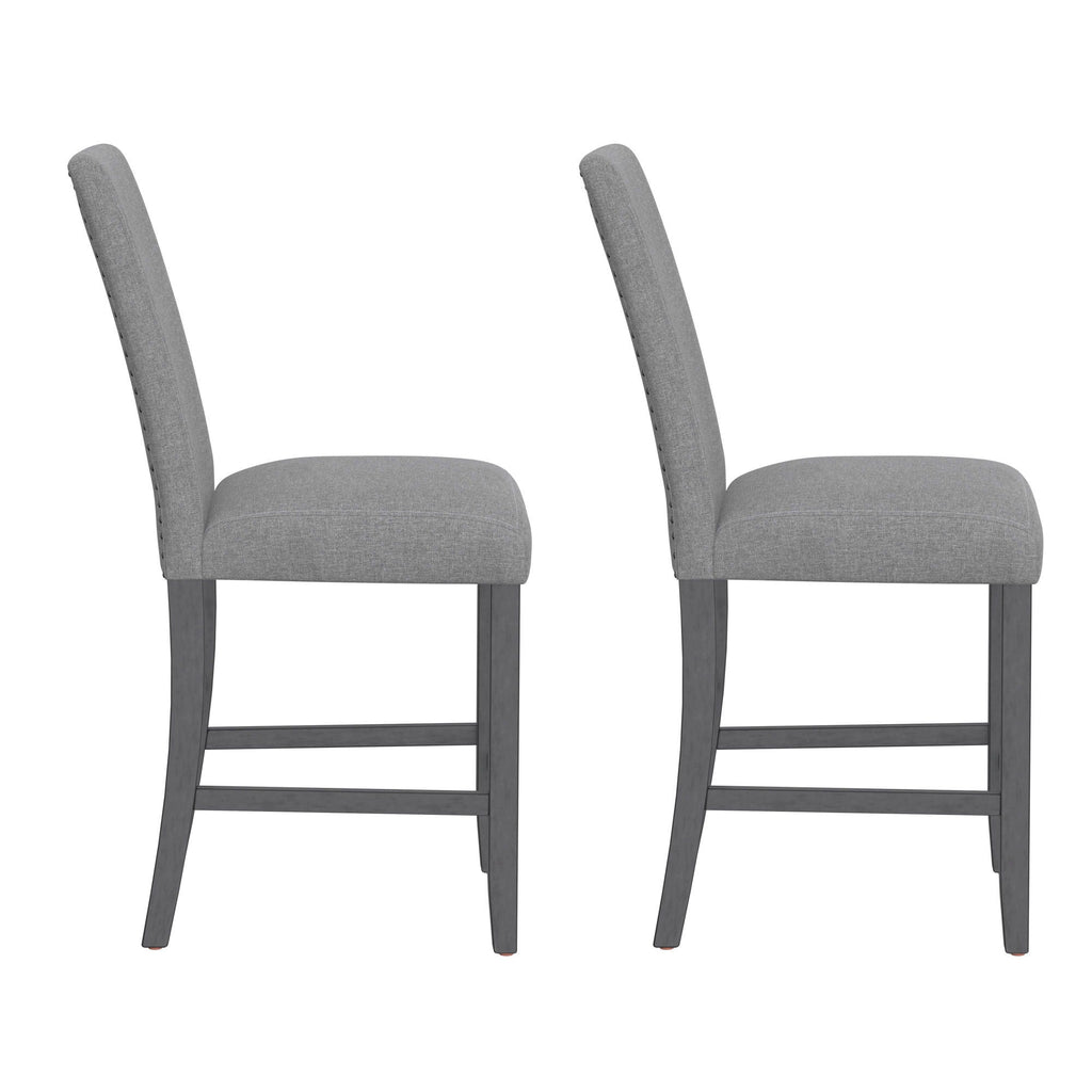 Zeph Upholstered Barstools Set of 2 with Comfortable Upholstery - Light Brown or Dark Gray