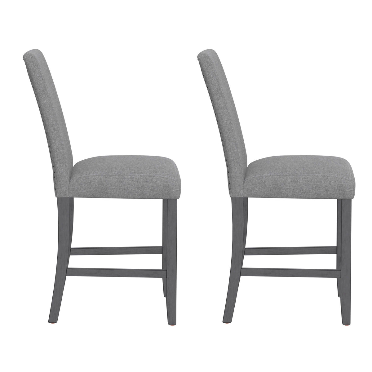 Zeph Upholstered Barstools Set of 2 with Comfortable Upholstery - Light Brown or Dark Gray