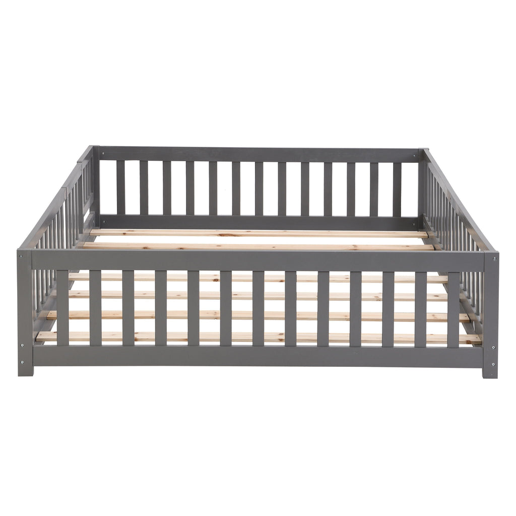 Solid Floor Bed with Door and Safety Fence - Full or Twin Size