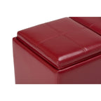 Avalon Upholstered Storage Ottoman with Flip-Over Serving Trays - Multiple Colors