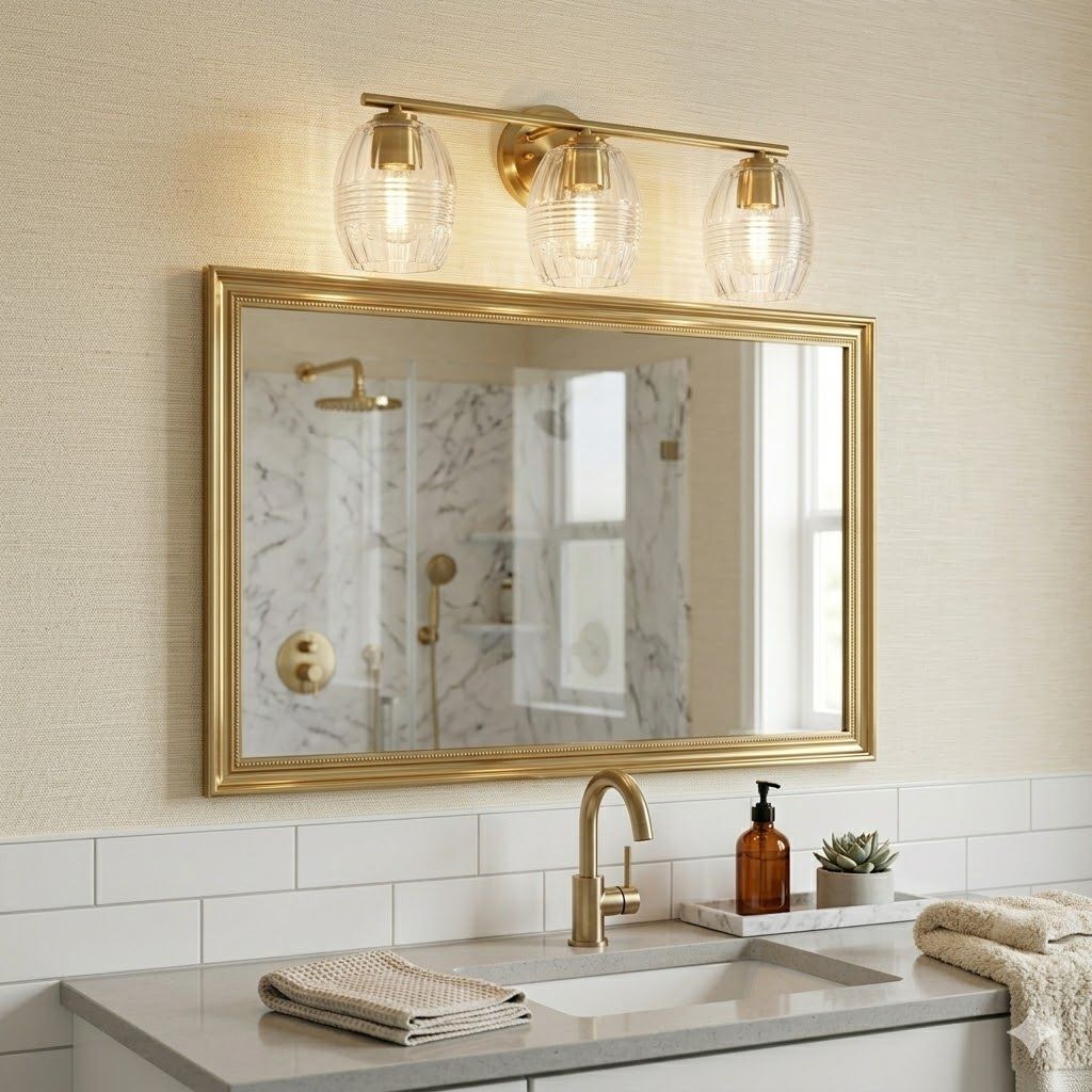 Luster 3 Lights Vanity With Clear Glass