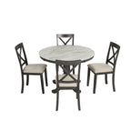 5-Piece Solid Wood Dining Set — White or Dark Gray