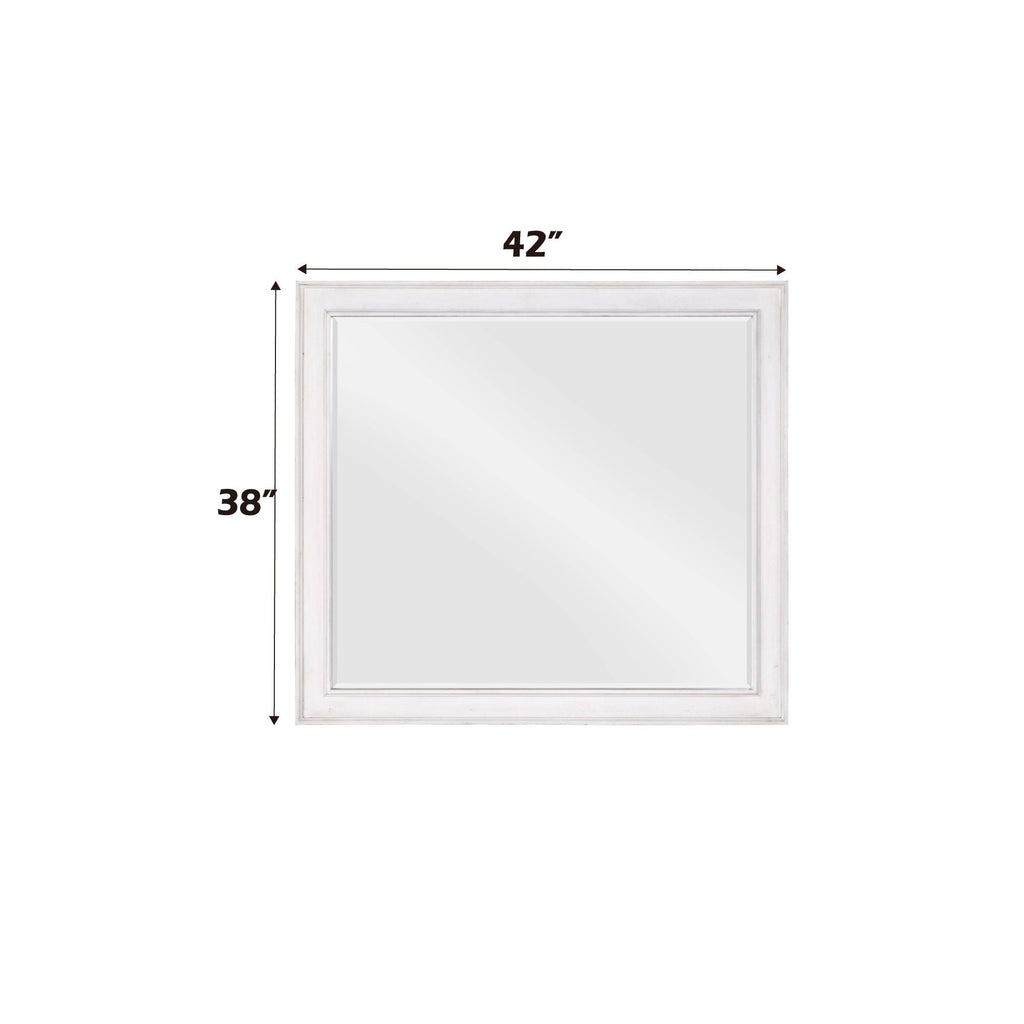 Weathered Mirror with Beveled Edge - White