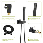 Dual Shower Head System with Rough-In Valve - Black or Pearl Silver