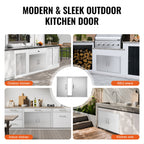 Stainless Steel BBQ Access Door with Ergonomic Handles - Silver