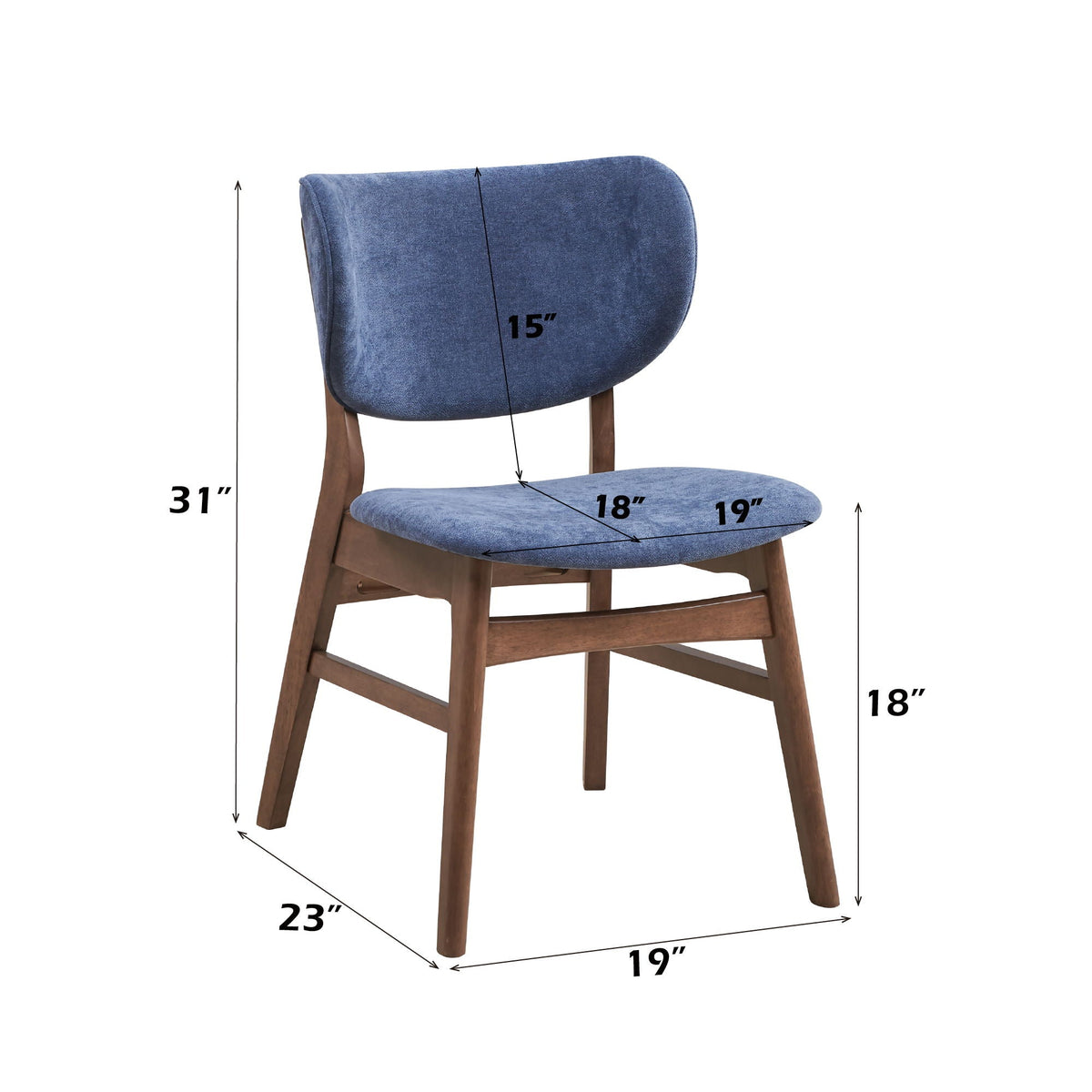 Bevis Side Chair Set with Padded Cushion - Blue or Dark Green