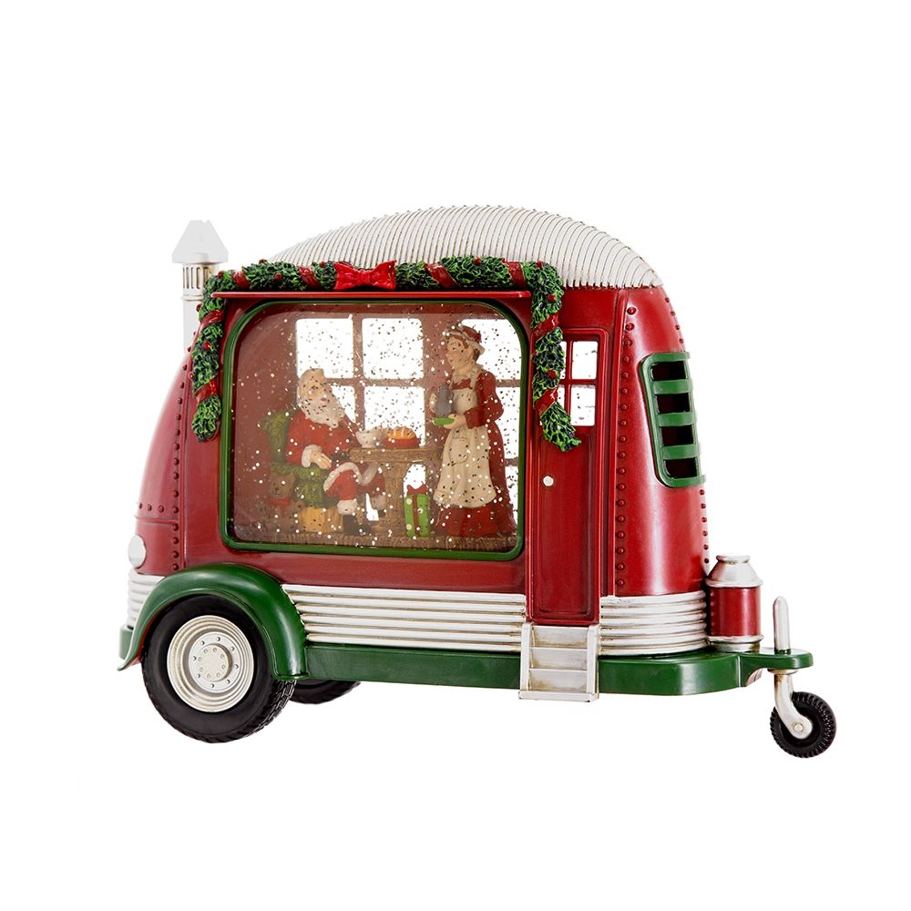 Christmas Camper LED Decor with Water Spinning and Two-Way Switch - Red