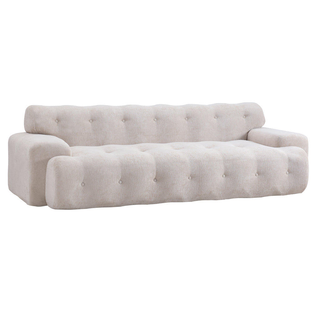 88 in. Cloud 3 Seater Chenille Sofa with Button Tufted Upholstery - Neutral