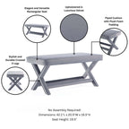 Accent Bench with Piped Cushion and Solid Wood Frame - Multiple Colors