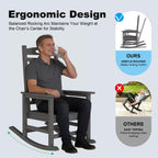 Grey Outdoor Rocking Chair Set of 2 with Oversized HDPE Frame - For Adults