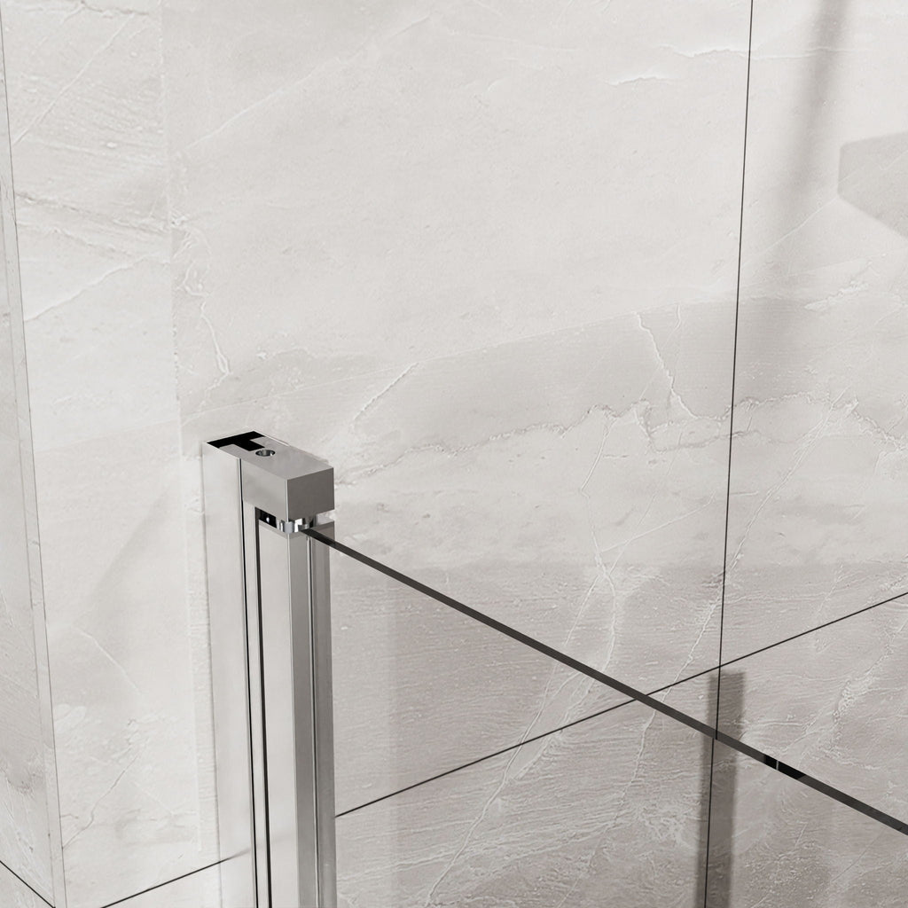 Frameless Glass Shower Door Bifold with Zinc Alloy Handle - Pearl Silver or Black