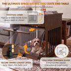 Dog Crate End Table with Charging Station and Storage - Oak/Tempered Glass