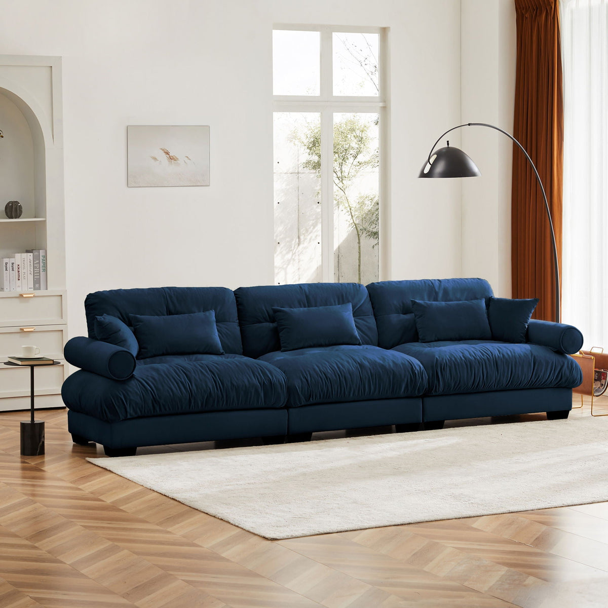 Modern Oversize Sofa with Cloud-Like Comfort - Fabric Stationary Sofa