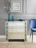 Sonia Mirrored Console Cabinet with Faux Agate Panels - Silver