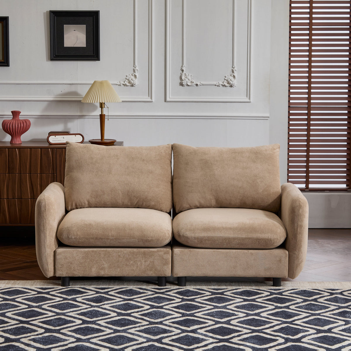 69 in. 2-Seats Modular Sectional Sofa Corner Chair