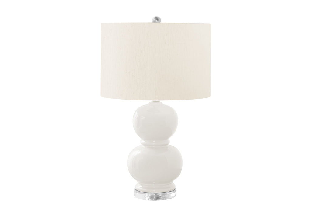 Contemporary Ceramic Table Lamp with Double Gourd Design - Cream