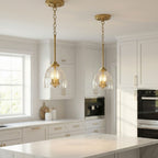 Ember - 3 Candle Lights Chain Pendant - Clear / Gold