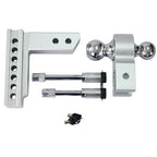 Adjustable Trailer Drop Hitch with 6" Adjustment - Silver