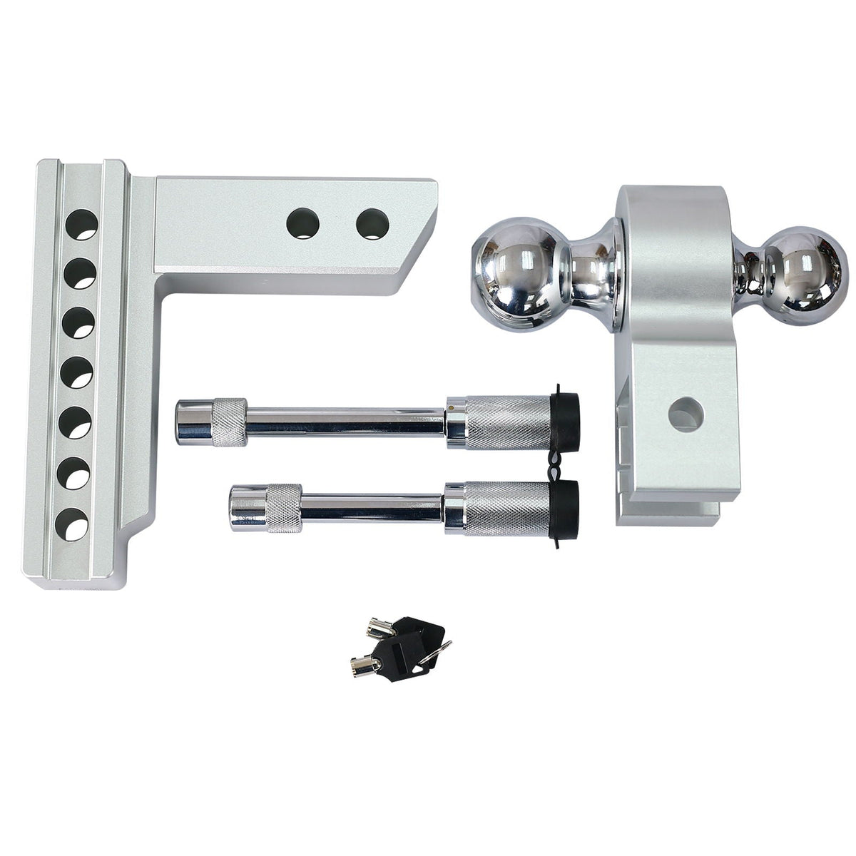 Adjustable Trailer Drop Hitch with 6" Adjustment - Silver