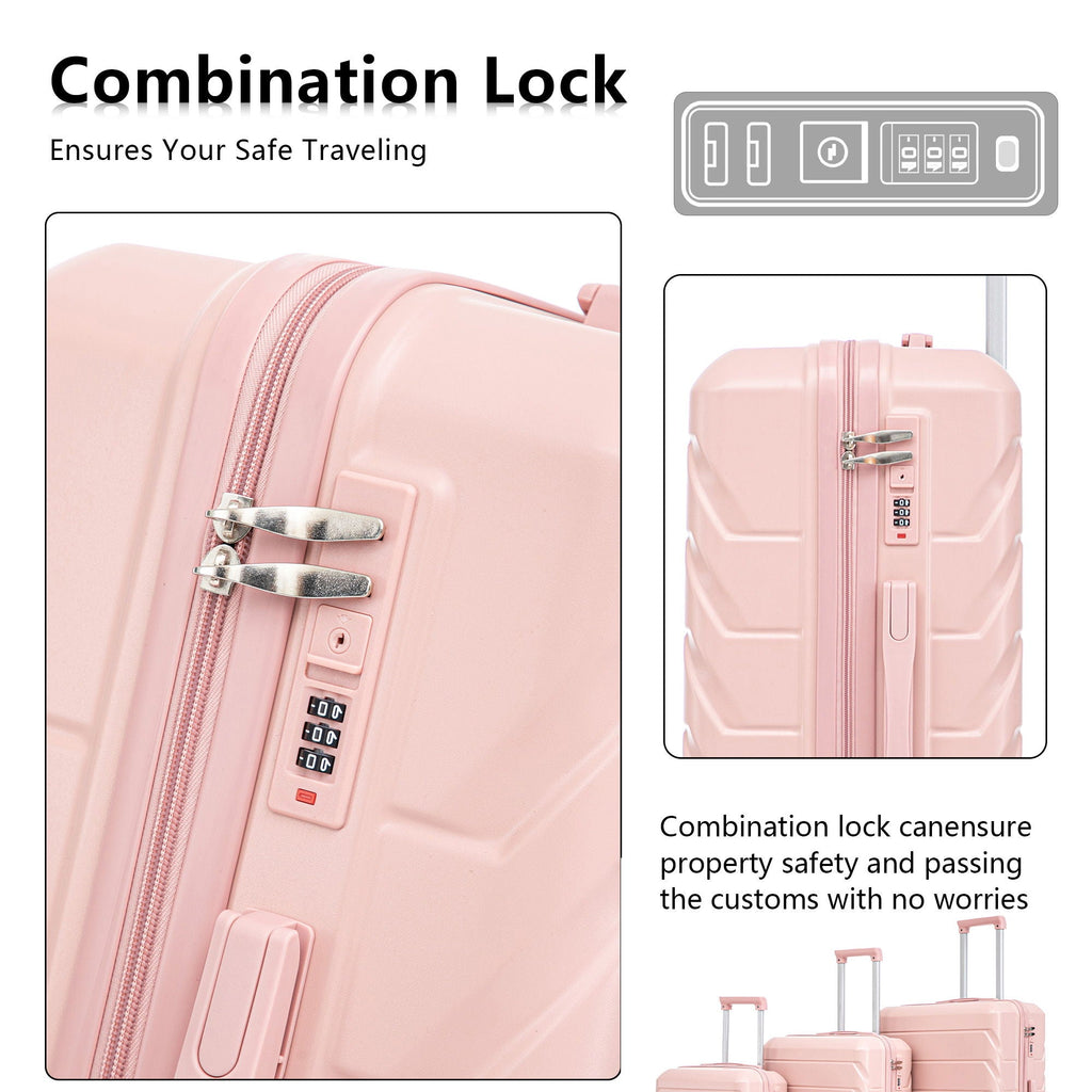 3 Pieces Set Spinner Wheel Luggage With Combination Lock