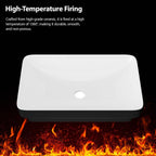 Semi Recessed Bathroom Sink with Vessel Design - Durable Glazed, White / Black