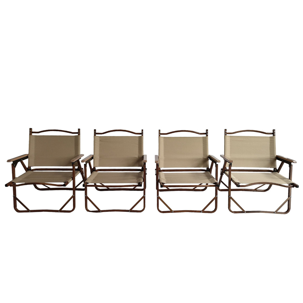 Foldable Portable Chair Set with Armrests - Brown