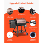 Wood Pellet Grill Smoker with Digital Controls - 456 Sq.In Cook Area