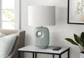 Contemporary Green Ceramic Table Lamp with Ivory Shade - 26"H