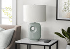 Contemporary Green Ceramic Table Lamp with Ivory Shade - 26"H