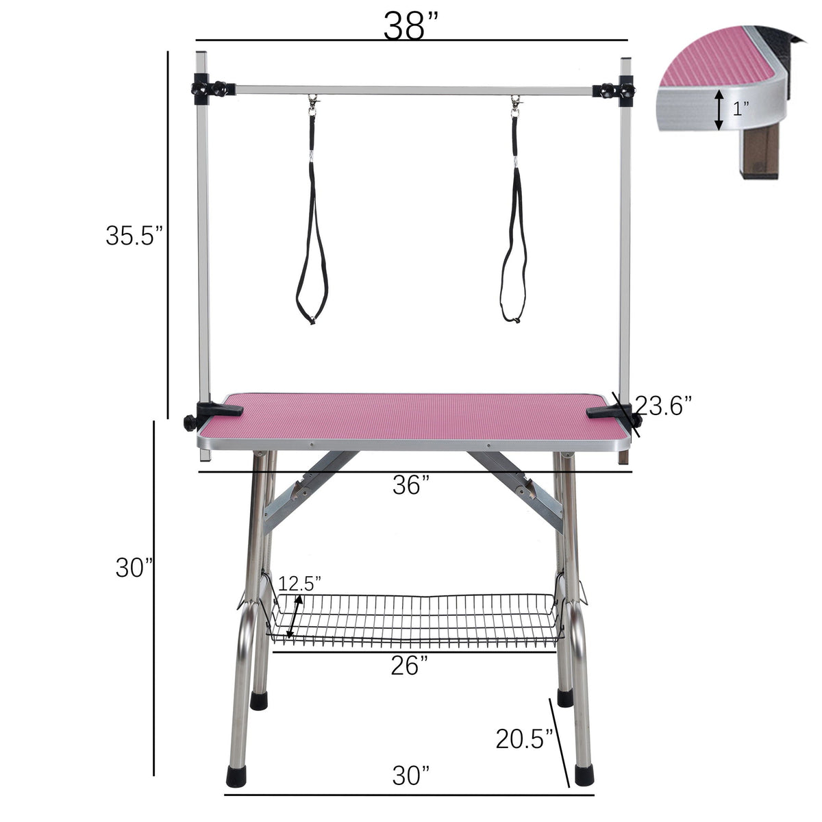 Folding Pet Grooming Table with Adjustable Arm - Multiple Colors