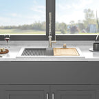Quartz Kitchen Sink 30" x 22" Granite Composite Workstation Drop In - White