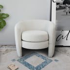 White Lounge Chair with Boucle Upholstery - Fully Padded Back