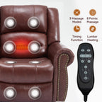 Genuine Leather Power Lift Recliner Chair with Heat and Massage – Brown or Red