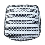 Handcrafted Fabric Accent Pouf with Durable Cotton - Natural / Black
