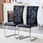 Elegant Design Upholstered Dining Chairs with Crystal Details - Multiple Colors