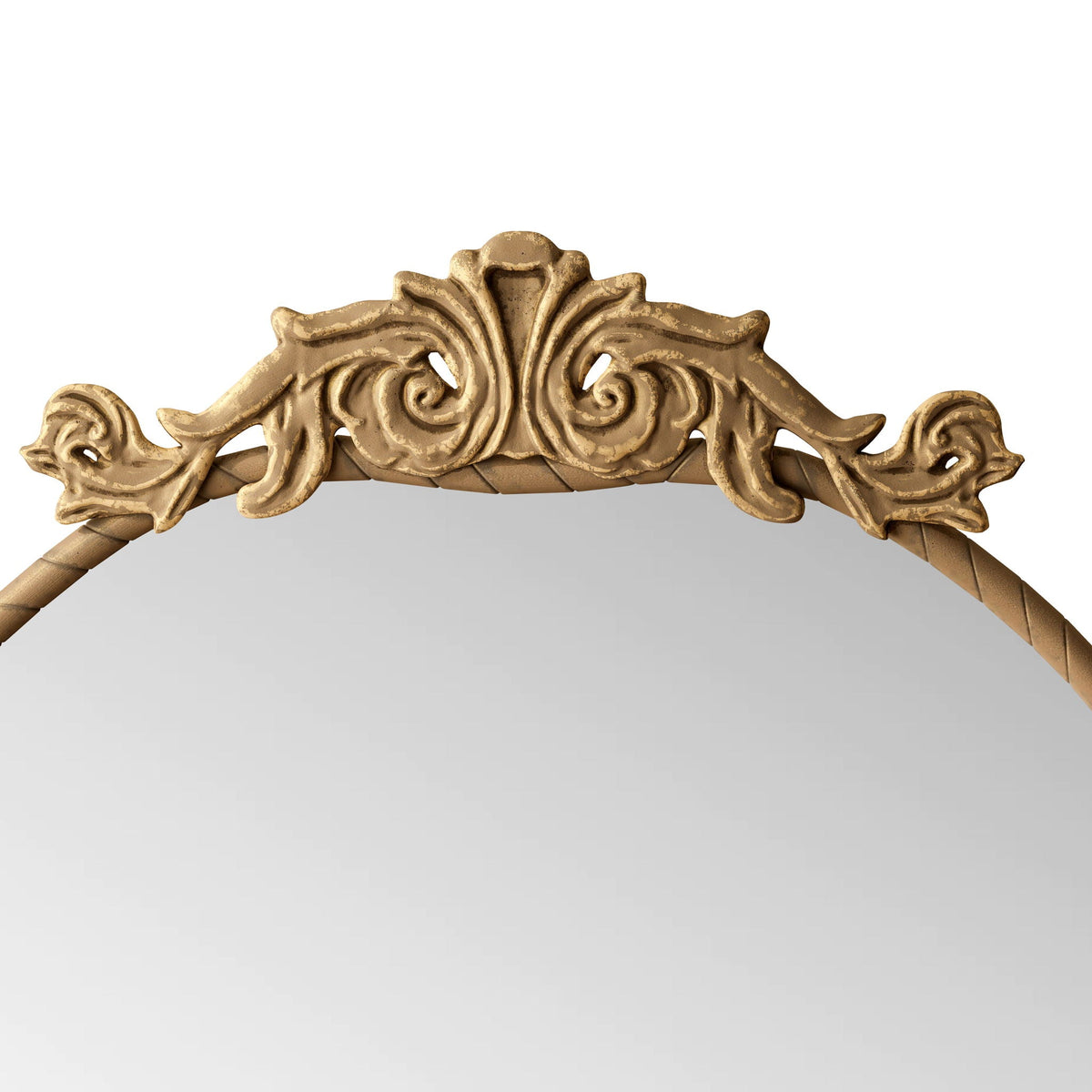 Vintage Arched Full Body Mirror with Carved Applique - Bronze or Pearl Silver