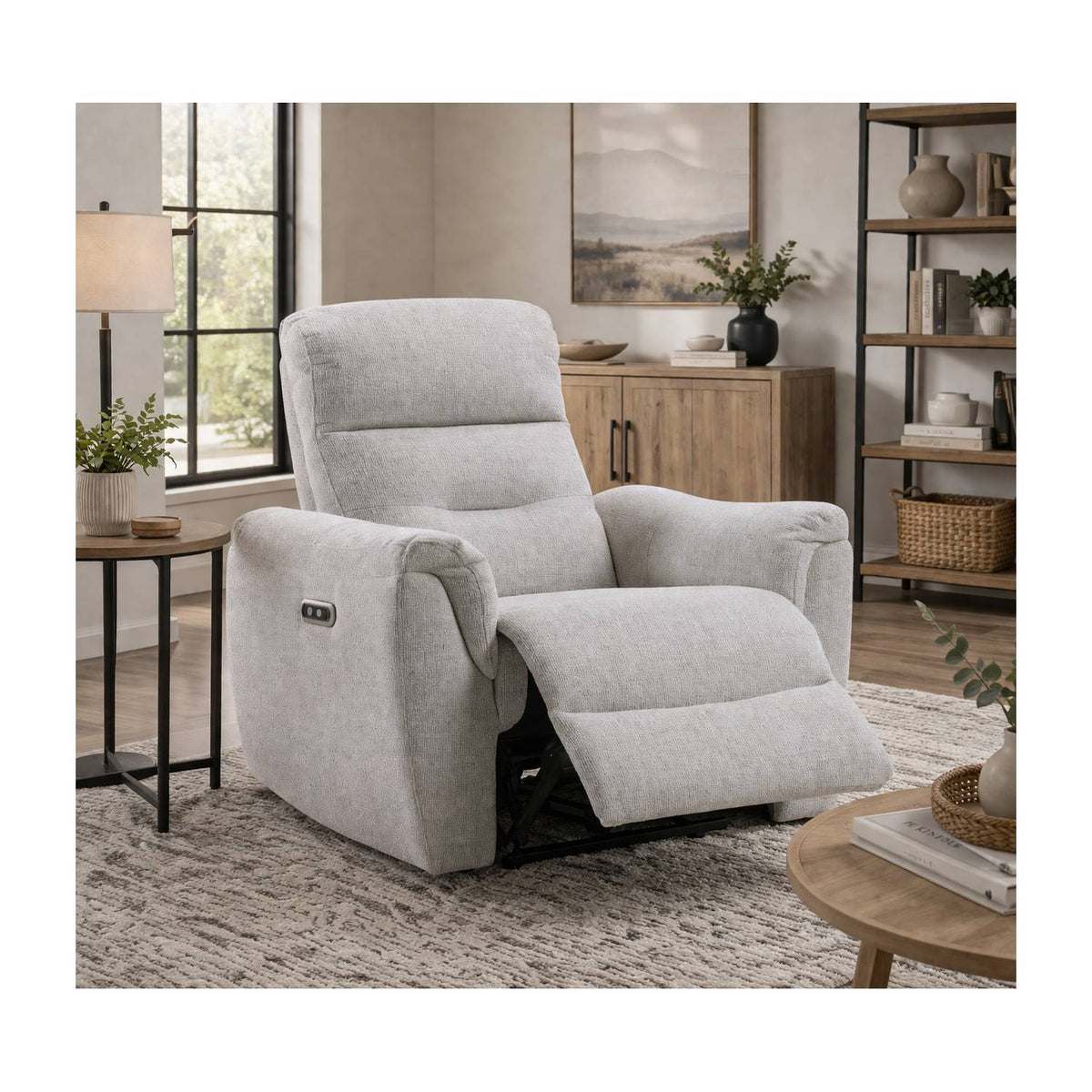 Gray Power Motion Recliner with USB Port - Adjustable Comfort