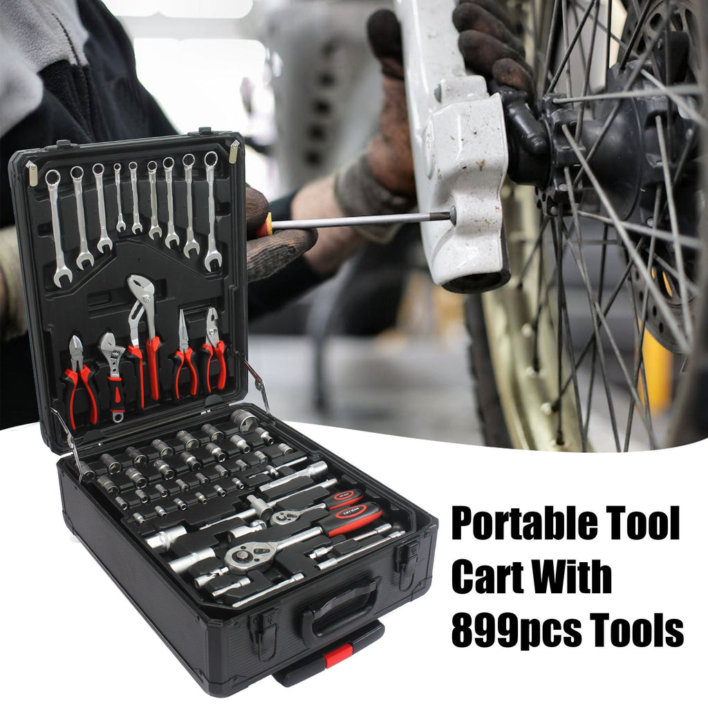 899 Piece Home Repair Tool Set with Rolling Toolbox - Pearl Silver or Black