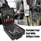 899 Piece Home Repair Tool Set with Rolling Toolbox - Pearl Silver or Black