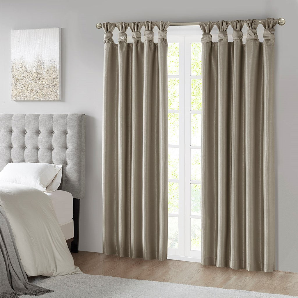Twist Tab Total Blackout Window Curtain Panel with Thermal Technology - Pewter
