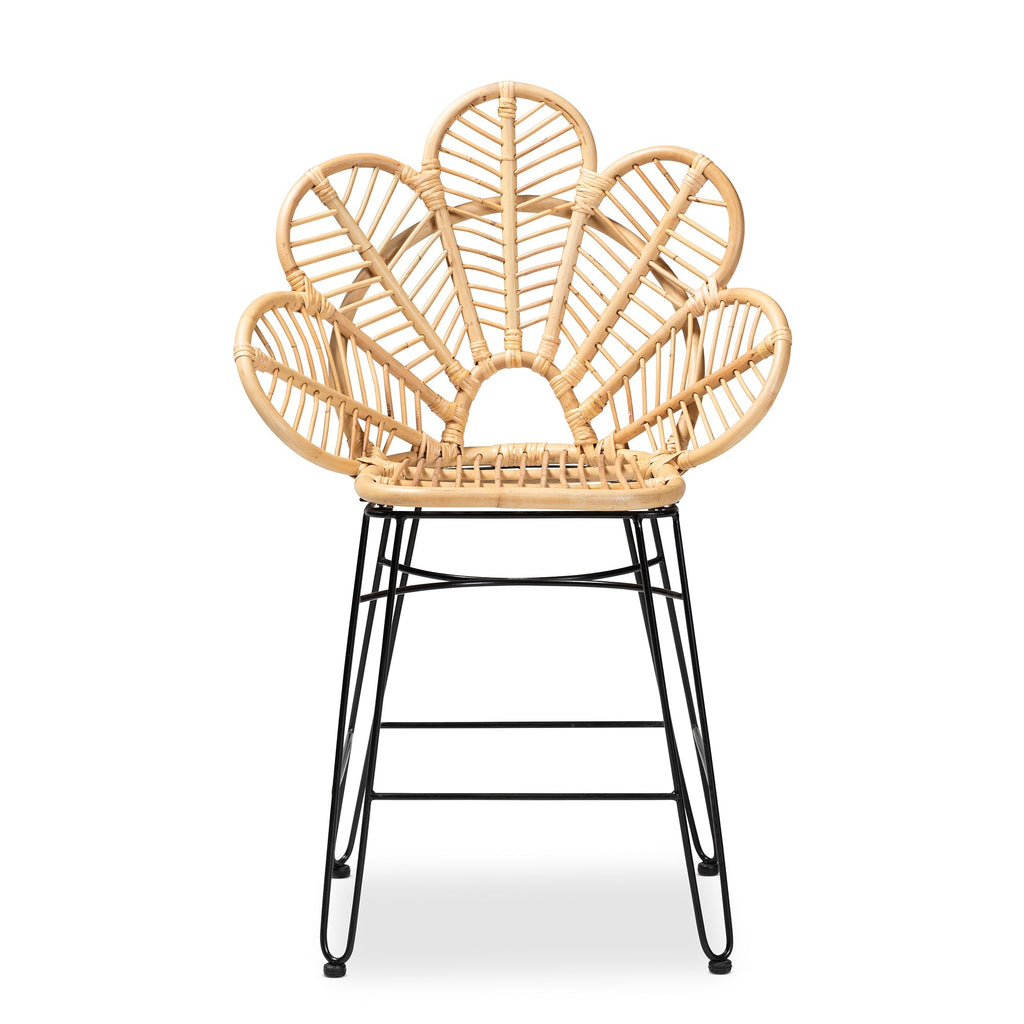 GigaTech Counter Stool with Ergonomic Footrest - Natural Rattan