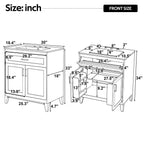 30" Bathroom Vanity with Ceramic Sink Top and Solid Wood Legs - Beige or Wood
