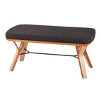 Mid Century Upholstered Bench with Cushioned Seat - Gray, Beige, Dark Gray