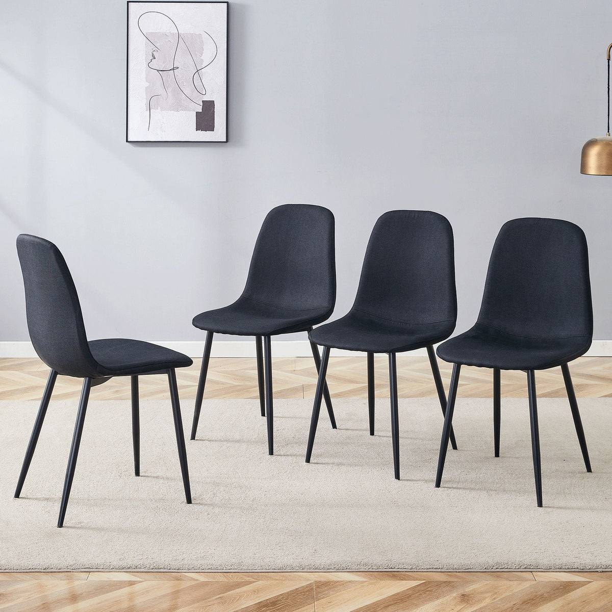 Modern Medieval Style Cushioned Side Chairs Set