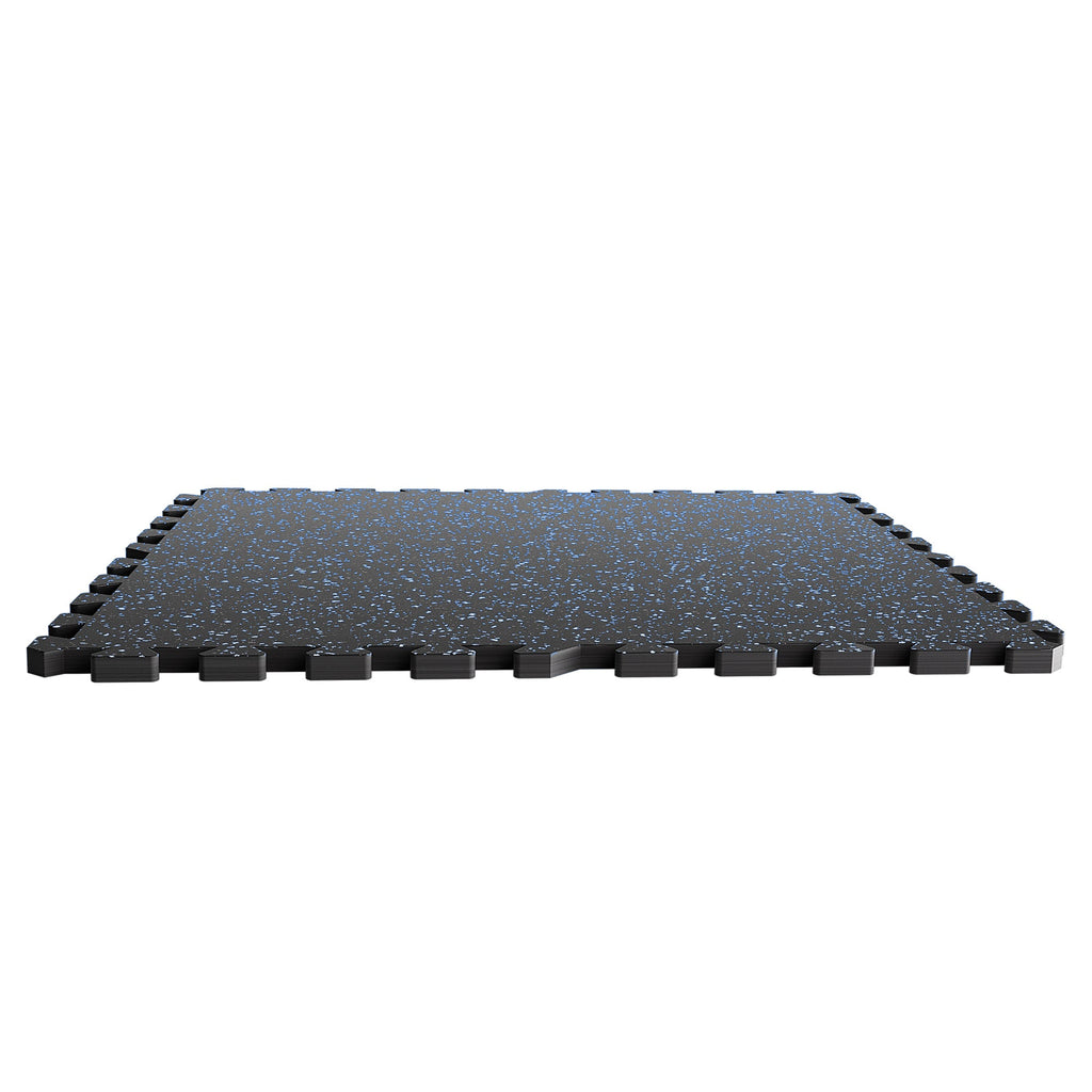 0.6 Inch Thick Gym Floor Mats with Interlocking Design - Black+Blue