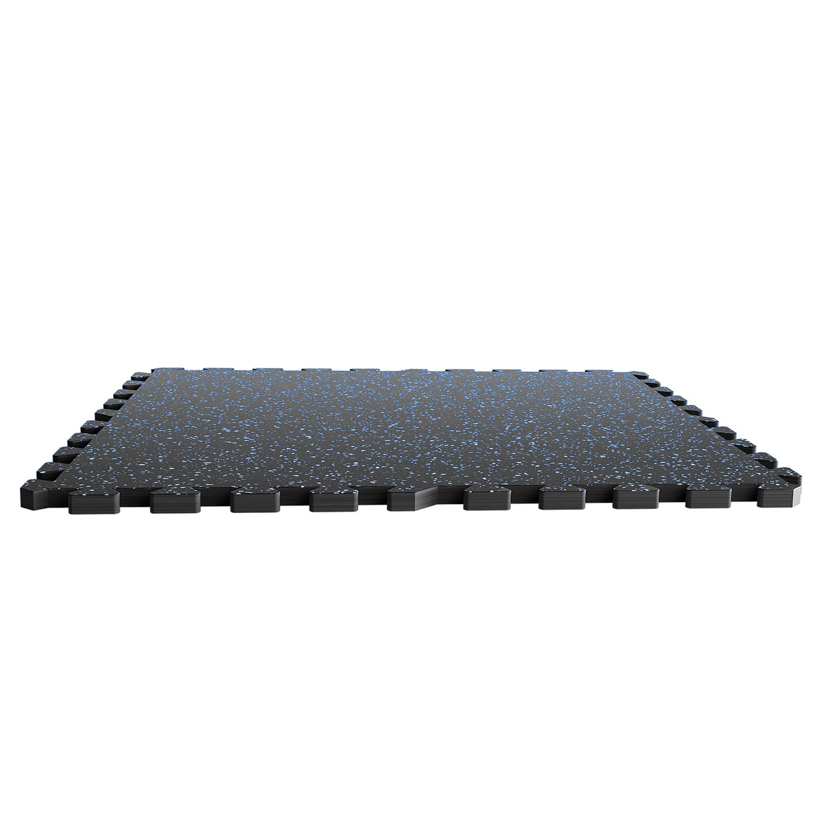 0.6 Inch Thick Gym Floor Mats with Interlocking Design - Black+Blue