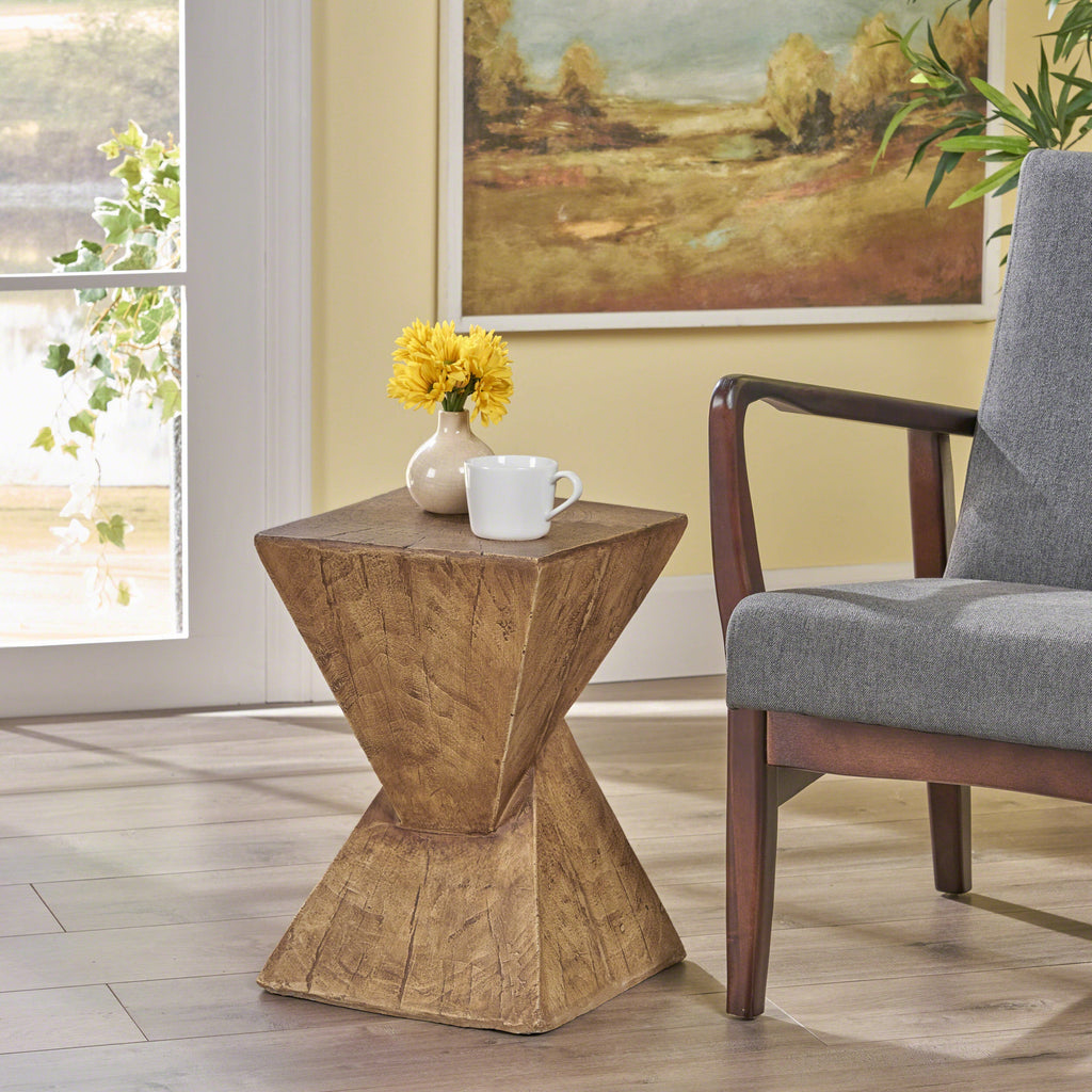 TESS Modern Side Table with Hourglass Design - Black or Natural